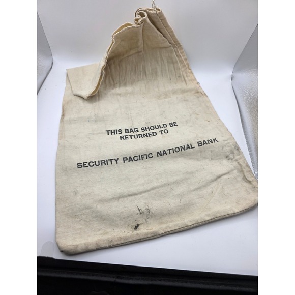 Security Pacific National Bank Other - Vintage Security Pacific National Bank Canvas Money Bag Deposit Sack Drawstring